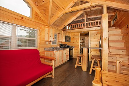 Pfccabin living room at Yogi Bear’s Jellystone Park™ Camp-Resort: Williamsport, MD